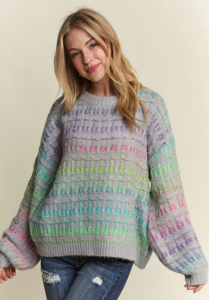 Multi Color Stitch Sweater