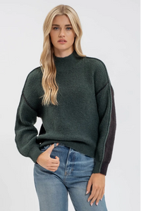 Two Tone Mock Neck Sweater