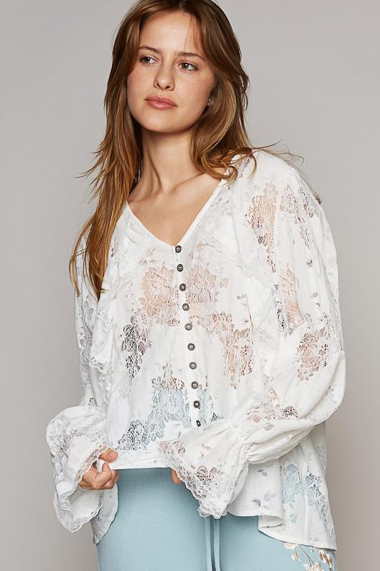 Lace Button Down Top