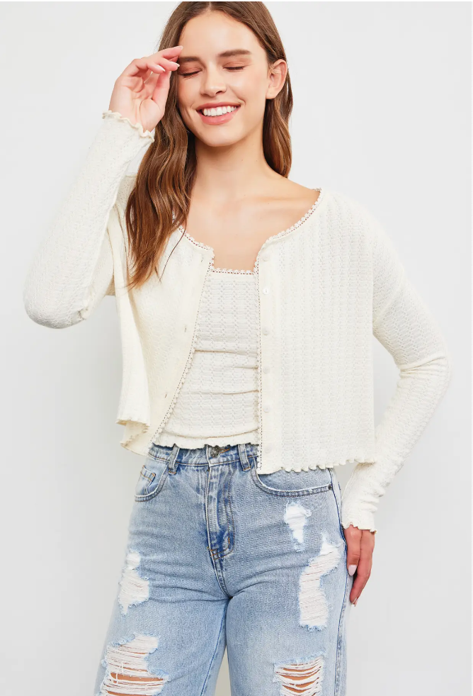 Knit Crop Cardigan Top