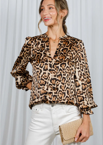 Henley Leopard Blouse