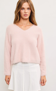 Fuzzy Oversize V-Neck Top