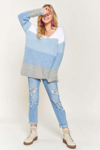 Colorblock Fuzzy Sweater
