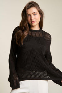 Star Front Open Knit Top