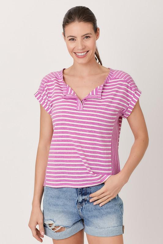 Stripe Shirt Sleeve Top