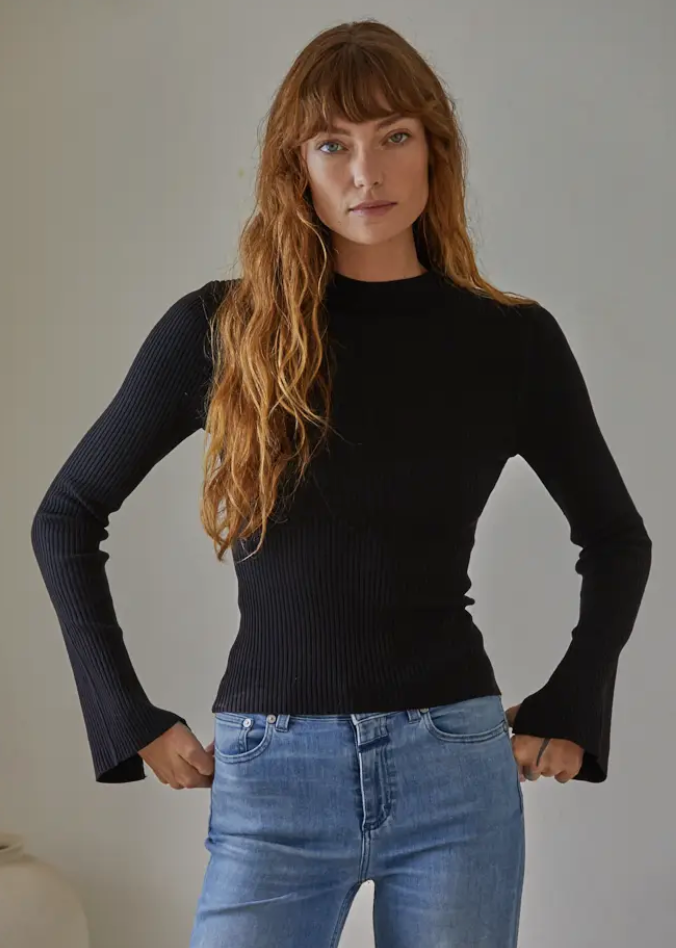 Rib Knit Fitted Sweater Top