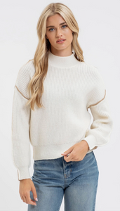 Two Tone Mock Neck Sweater