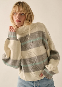 Stripe Turtleneck Crop Sweater