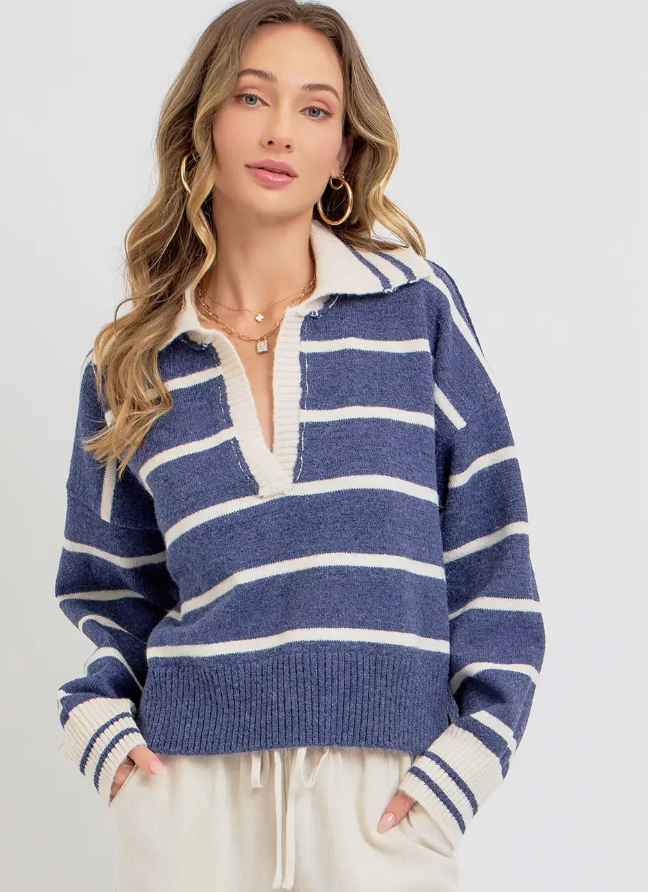 Striped Polo Sweater