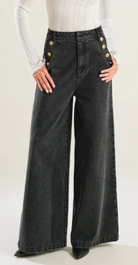 Button Washed Denim Pant