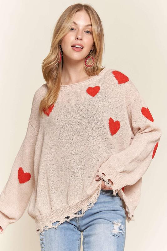 Frayed Heart Sweater