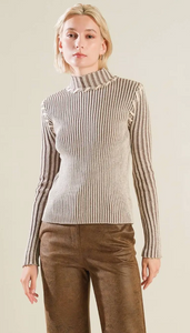 Rib High Neck Sweater Top