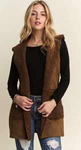 Faux Suede Sherpa Vest