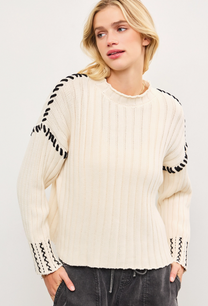 Stitch Detail Crew Neck Sweater