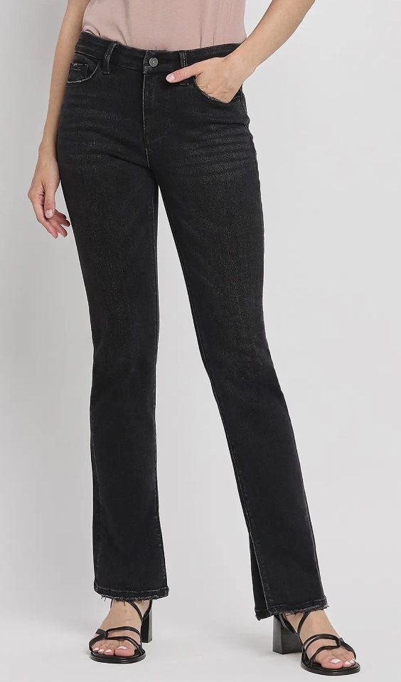 Black Slit Hem Jeans