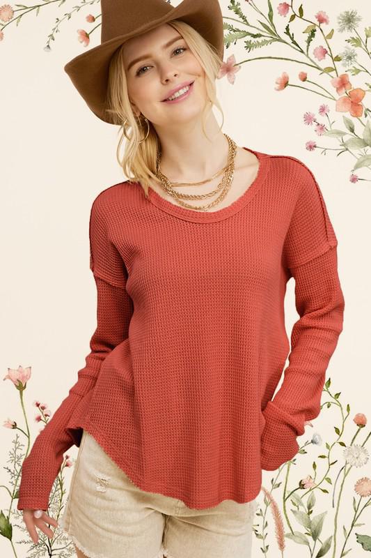 Thick Waffle Knit Top